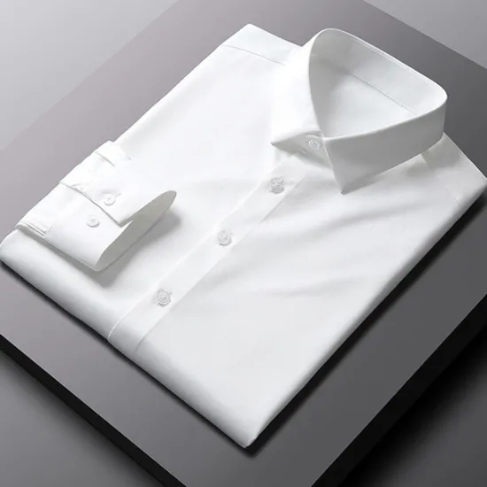 Discount OUKU Men's Dress Shirt Non Iron Shirt Wedding Office & Career Black White Light Green Dark Navy Long Sleeve Lapel Spring Fall Clothing Apparel