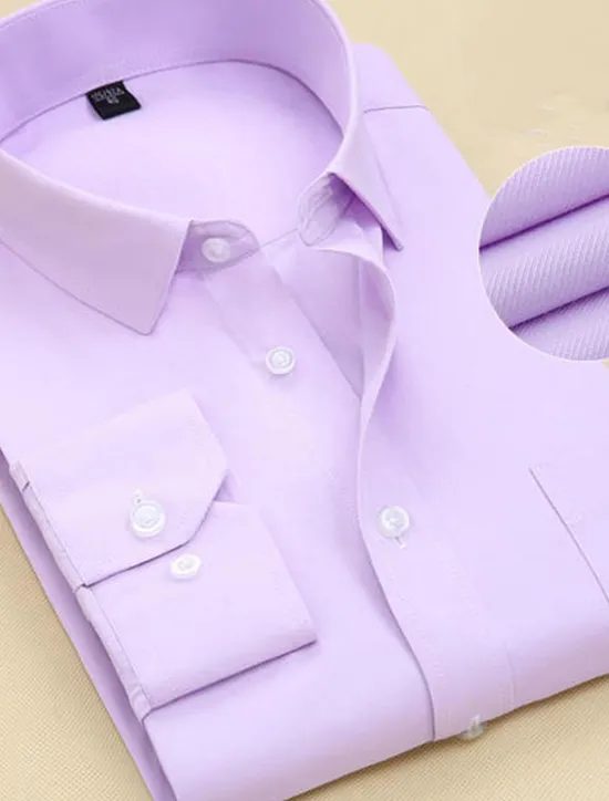 Hot OUKU Men's Dress Shirt Non Iron Shirt Stripes and Plaid Wedding Office & Career Light Pink Black White Pink Long Sleeve Shirt Collar All Seasons Clothing Apparel