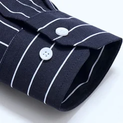OUKU Men's Dress Shirt Plaid / Striped / Chevron / Round Wedding Office & Career Black Dark Navy Blue Long Sleeve Turndown All Seasons Clothing Apparel