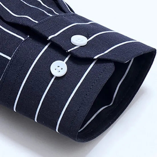 OUKU Men's Dress Shirt Plaid / Striped / Chevron / Round Wedding Office & Career Black Dark Navy Blue Long Sleeve Turndown All Seasons Clothing Apparel