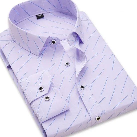 OUKU Men's Dress Shirt Plaid / Striped / Chevron / Round Wedding Office & Career Black Dark Navy Blue Long Sleeve Turndown All Seasons Clothing Apparel
