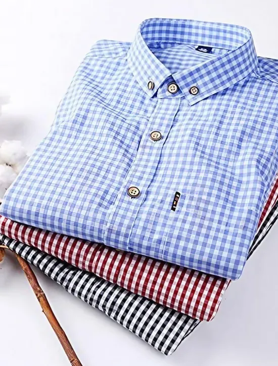 OUKU Men's Dress Shirt Plaid Shirt Button Down Shirt Collared Shirt Plaid / Check Wedding Work B C D E Long Sleeve Turndown Spring & Fall Clothing Apparel Button-Down