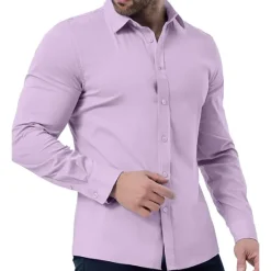 New OUKU Men's Dress Shirt Plain Wedding Vacation Black White Pink Blue Long Sleeve Turndown Spring & Fall Clothing Apparel Button-Down