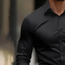 Sale OUKU Men's Dress Shirt Plain Wedding Outdoor Black Red Navy Blue Dark Green Long Sleeve Collar Summer Spring Clothing Apparel