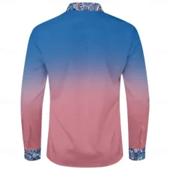 Outlet OUKU Men's Dress Shirt Printed Shirts Formal Black Pink Blue Long Sleeve Turndown Fall Winter Clothing Apparel Buttons