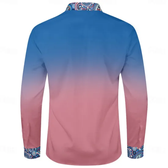 Outlet OUKU Men's Dress Shirt Printed Shirts Formal Black Pink Blue Long Sleeve Turndown Fall Winter Clothing Apparel Buttons