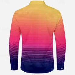 Outlet OUKU Men's Dress Shirt Printed Shirts Stripe Outdoor Vacation Black Purple Long Sleeve Turndown Spring & Summer Clothing Apparel Print