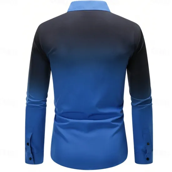 Discount OUKU Men's Dress Shirt Printed Shirts Formal Blue Green Khaki Long Sleeve Turndown Fall Winter Clothing Apparel Print