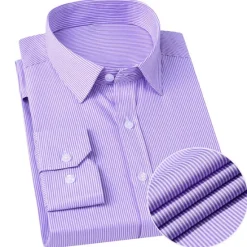 Sale OUKU Men's Dress Shirt Stripe Wedding Outdoor Grape Blue Purple Light Blue Long Sleeve Turndown Summer Spring & Summer Clothing Apparel Print