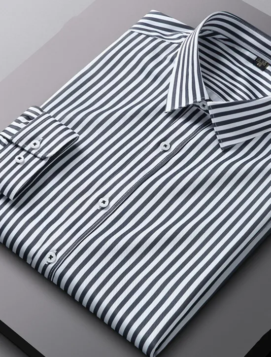 Outlet OUKU Men's Dress Shirt Striped Wedding Office / Career Black Blue Green Long Sleeve Turndown Spring & Fall Clothing Apparel