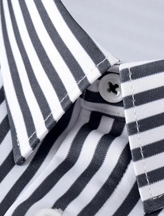 Outlet OUKU Men's Dress Shirt Striped Wedding Office / Career Black Blue Green Long Sleeve Turndown Spring & Fall Clothing Apparel