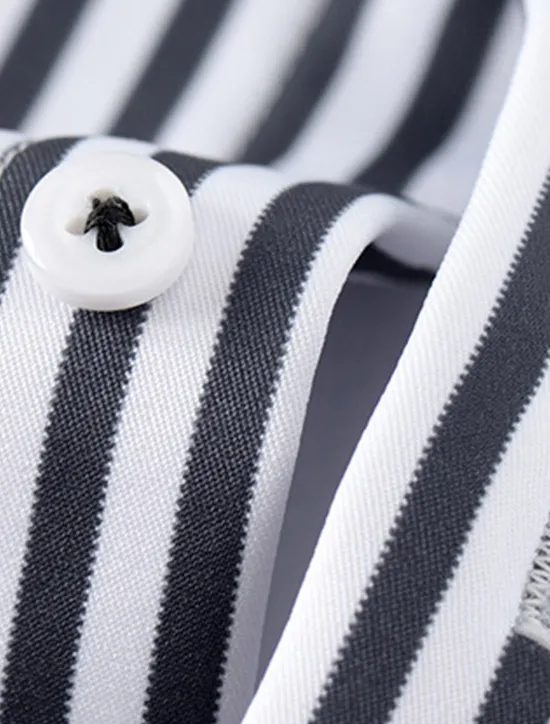 Outlet OUKU Men's Dress Shirt Striped Wedding Office / Career Black Blue Green Long Sleeve Turndown Spring & Fall Clothing Apparel