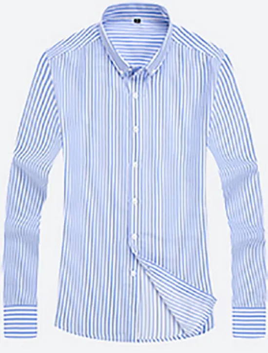 OUKU Men's Dress Shirt Striped Shirt Button Down Shirt Collared Shirt Striped Wedding Daily Black White Red Navy Blue Long Sleeve Classic Collar Clothing Apparel