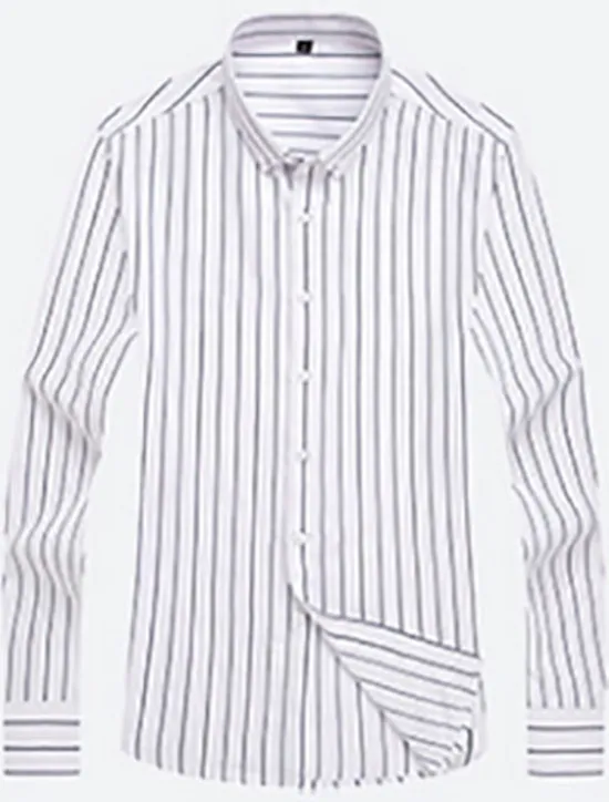 OUKU Men's Dress Shirt Striped Shirt Button Down Shirt Collared Shirt Striped Wedding Daily Black White Red Navy Blue Long Sleeve Classic Collar Clothing Apparel