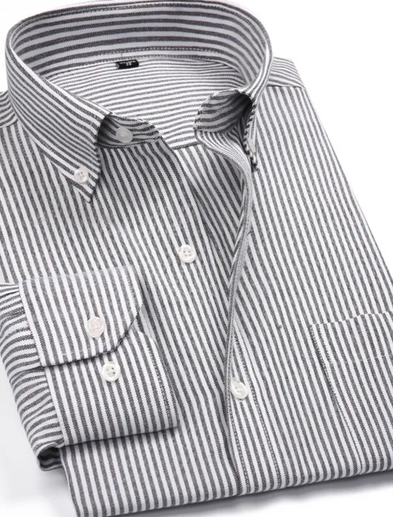 Hot OUKU Men's Dress Shirt Striped Shirt Button Down Shirt Oxford Shirt Stripes and Plaid Wedding Office & Career Pink Blue Light Purple Light Grey Long Sleeve Shirt Collar All Seasons Clothing Apparel Buckle