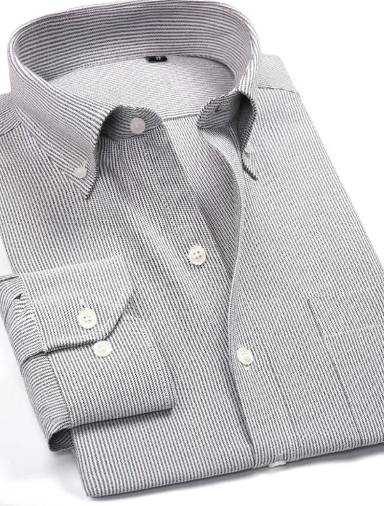 Hot OUKU Men's Dress Shirt Striped Shirt Button Down Shirt Oxford Shirt Stripes and Plaid Wedding Office & Career Pink Blue Light Purple Light Grey Long Sleeve Shirt Collar All Seasons Clothing Apparel Buckle