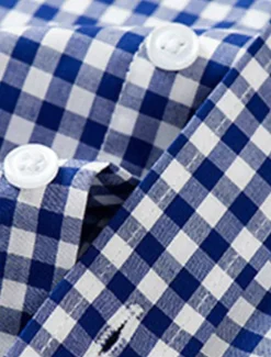 Discount OUKU Men's Dress Shirt Stripes and Plaid Office & Career Office Party Light Blue Black Dark Red Yellow Short Sleeve Turndown Spring & Summer Clothing Apparel