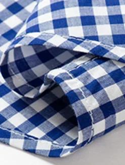 Discount OUKU Men's Dress Shirt Stripes and Plaid Office & Career Office Party Light Blue Black Dark Red Yellow Short Sleeve Turndown Spring & Summer Clothing Apparel