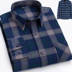 Best OUKU Men's Dress Shirt Stripes and Plaid Wedding Business Maroon Dark Red Yellow Dark Navy Long Sleeve Standing Collar Spring & Fall Clothing Apparel