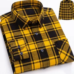 Best OUKU Men's Dress Shirt Stripes and Plaid Wedding Business Maroon Dark Red Yellow Dark Navy Long Sleeve Standing Collar Spring & Fall Clothing Apparel