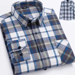 Best OUKU Men's Dress Shirt Stripes and Plaid Wedding Business Maroon Dark Red Yellow Dark Navy Long Sleeve Standing Collar Spring & Fall Clothing Apparel