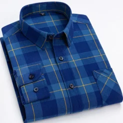 New OUKU Men's Dress Shirt Stripes and Plaid Wedding Office & Career Light Pink Dark Red Yellow Light Green Turndown All Seasons Clothing Apparel