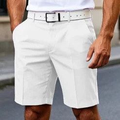Discount OUKU Men's Dress Shorts Burmuda Shorts Work Shorts Pocket Plain Comfort Breathable Knee Length Outdoor Business Fashion Casual Black White