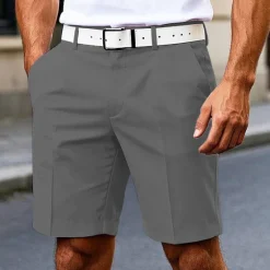 Discount OUKU Men's Dress Shorts Burmuda Shorts Work Shorts Pocket Plain Comfort Breathable Knee Length Outdoor Business Fashion Casual Black White