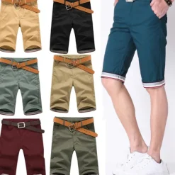 Outlet OUKU Men's Dress Shorts Burmuda Shorts Work Shorts Ruched Pocket Plain Comfort Breathable Knee Length Outdoor Business Fashion Casual Black Light Green