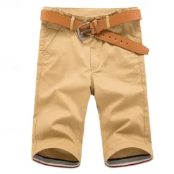 Outlet OUKU Men's Dress Shorts Burmuda Shorts Work Shorts Ruched Pocket Plain Comfort Breathable Knee Length Outdoor Business Fashion Casual Black Light Green