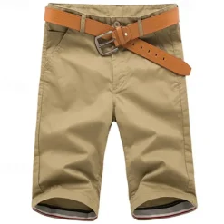 Outlet OUKU Men's Dress Shorts Burmuda Shorts Work Shorts Ruched Pocket Plain Comfort Breathable Knee Length Outdoor Business Fashion Casual Black Light Green