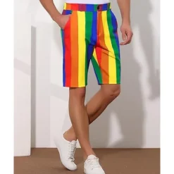 Discount OUKU Men's Dress Shorts Burmuda Shorts Work Shorts Pocket Striped Comfort Breathable Short Outdoor Business Fashion Casual Black White