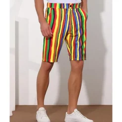 Discount OUKU Men's Dress Shorts Burmuda Shorts Work Shorts Pocket Striped Comfort Breathable Short Outdoor Business Fashion Casual Black White
