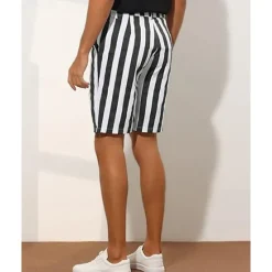 Discount OUKU Men's Dress Shorts Burmuda Shorts Work Shorts Pocket Striped Comfort Breathable Short Outdoor Business Fashion Casual Black White