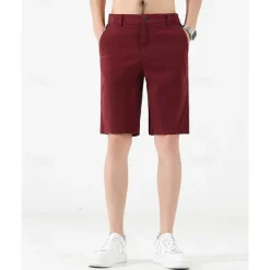 New OUKU Men's Dress Shorts Burmuda Shorts Work Shorts Ruched Pocket Plain Comfort Breathable Knee Length Outdoor Business Fashion Casual Black Wine