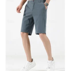 New OUKU Men's Dress Shorts Burmuda Shorts Work Shorts Ruched Pocket Plain Comfort Breathable Knee Length Outdoor Business Fashion Casual Black Wine