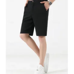 New OUKU Men's Dress Shorts Burmuda Shorts Work Shorts Ruched Pocket Plain Comfort Breathable Knee Length Outdoor Business Fashion Casual Black Wine