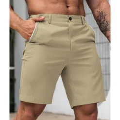 New OUKU Men's Dress Shorts Burmuda Shorts Work Shorts Pocket Plain Comfort Breathable Knee Length Outdoor Business Fashion Casual Black White