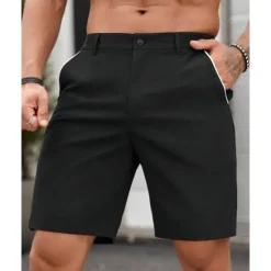 New OUKU Men's Dress Shorts Burmuda Shorts Work Shorts Pocket Plain Comfort Breathable Knee Length Outdoor Business Fashion Casual Black White
