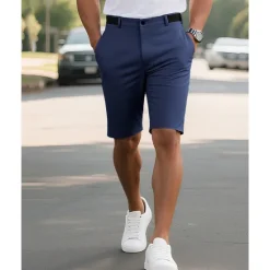 Outlet OUKU Men's Dress Shorts Burmuda Shorts Work Shorts Pocket Plain Comfort Breathable Knee Length Outdoor Business Fashion Casual Black Navy Blue