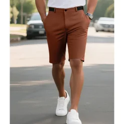 Outlet OUKU Men's Dress Shorts Burmuda Shorts Work Shorts Pocket Plain Comfort Breathable Knee Length Outdoor Business Fashion Casual Black Navy Blue