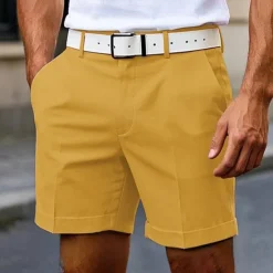 OUKU Men's Dress Shorts Burmuda Shorts Work Shorts Pocket Plain Comfort Knee Length Outdoor Business Fashion Casual Black White