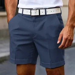 OUKU Men's Dress Shorts Burmuda Shorts Work Shorts Pocket Plain Comfort Knee Length Outdoor Business Fashion Casual Black White