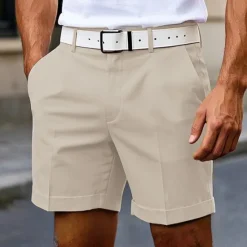 OUKU Men's Dress Shorts Burmuda Shorts Work Shorts Pocket Plain Comfort Knee Length Outdoor Business Fashion Casual Black White