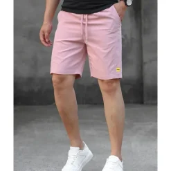 Sale OUKU Men's Dress Shorts Burmuda Shorts Work Shorts Pocket Drawstring Plain Comfort Breathable Knee Length Outdoor Business Fashion Casual Black Pink