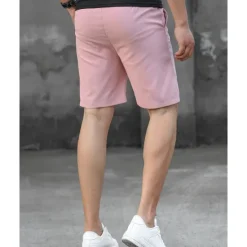 Sale OUKU Men's Dress Shorts Burmuda Shorts Work Shorts Pocket Drawstring Plain Comfort Breathable Knee Length Outdoor Business Fashion Casual Black Pink