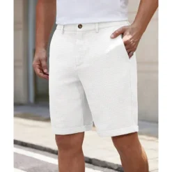 OUKU Men's Dress Shorts Burmuda Shorts Work Shorts Pocket Plain Comfort Breathable Knee Length Outdoor Business Fashion Casual Black White