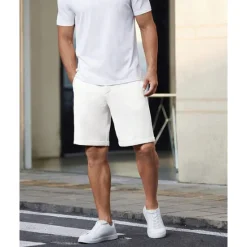 OUKU Men's Dress Shorts Burmuda Shorts Work Shorts Pocket Plain Comfort Breathable Knee Length Outdoor Business Fashion Casual Black White