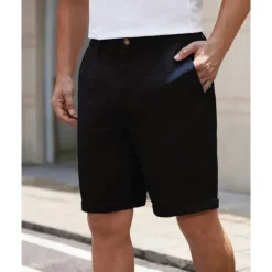 OUKU Men's Dress Shorts Burmuda Shorts Work Shorts Pocket Plain Comfort Breathable Knee Length Outdoor Business Fashion Casual Black White