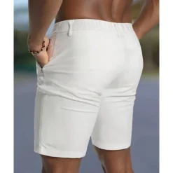 Best OUKU Men's Dress Shorts Burmuda Shorts Work Shorts Pocket Plain Comfort Breathable Knee Length Outdoor Business Fashion Casual Black White